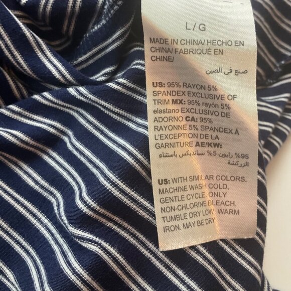 Soma L Navy White Striped Sleeveless Wrap Maxi Dress Belted Ruffle Hem Coastal - Picture 9 of 12